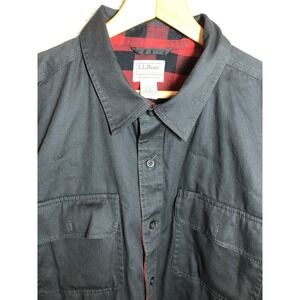 L.L.Bean Shirt Mens XL Black Flannel Lined Hurricane Shacket Hike Camp Fish